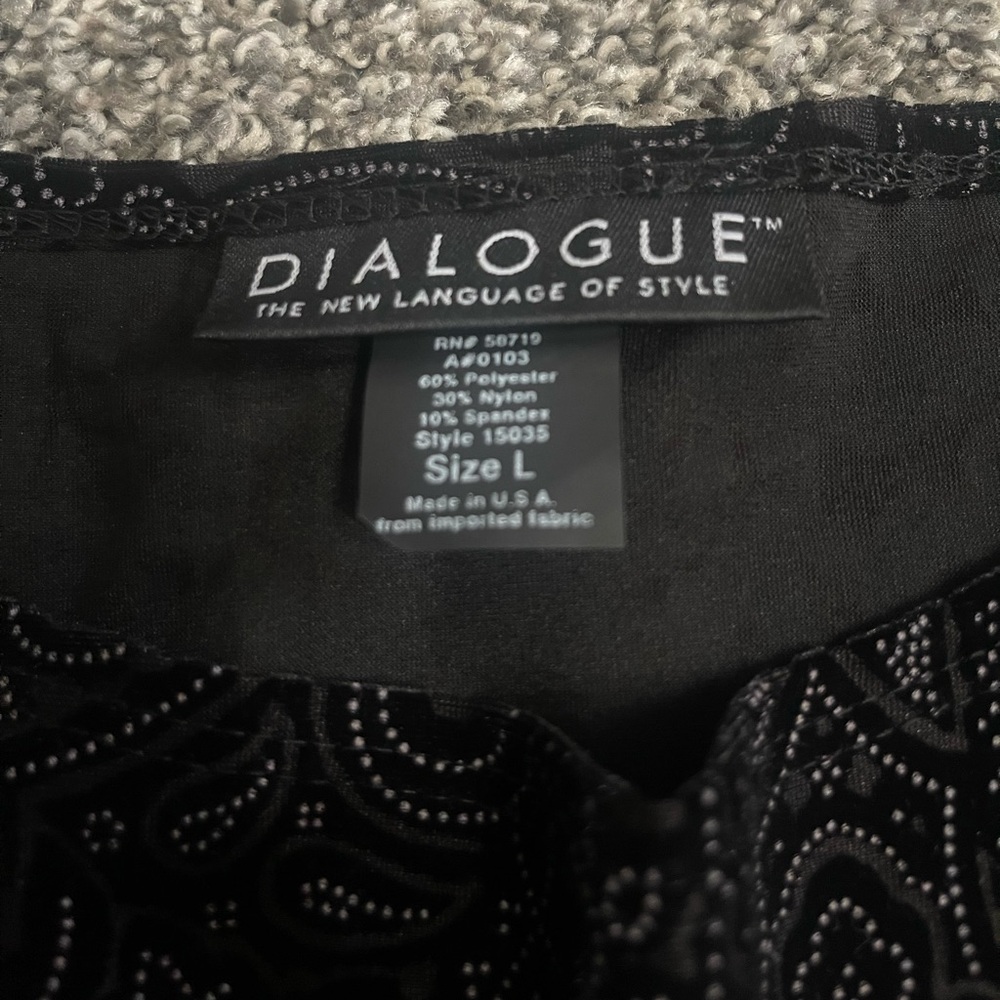 Dialogue Black Boho Paisley Abstract Velvet Long Sleeve Shirt L - Picture 3 of 9